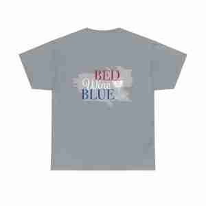Bed, Wine & Blue Shirt