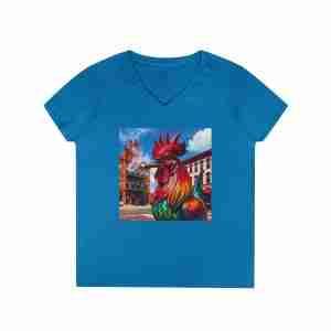 Tampa Shirt with a rooster smoking a cigar. Ladies Smoking Rooster Shirt